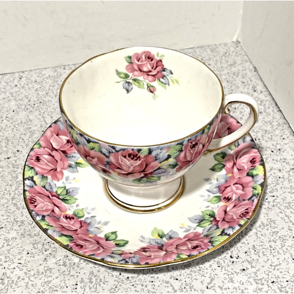 Royal Standard Rose Of Sharon Footed Tea Cup & Saucer Set Bone China England - Picture 3 of 10